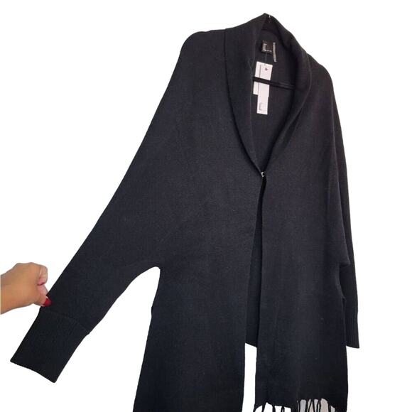 Love Token Poncho Cardigan Sweater Womens Size Medium Large Black Minimalist NEW - Picture 6 of 14